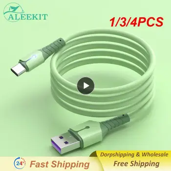 1/3/4 бр. течен силиконов кабел за бърза за зареждане Micro USB Type C кабел плюс тел за пренос на данни