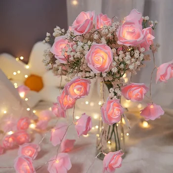 1,5 М 3 М Led гирлянда от цветя, рози Сватбени сувенири, Подаръци за гостите на Годишнина от Деня на Свети Валентин Празник, за да проверите за декор за спалня