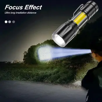 1 бр. Мини USB за Зареждане led фенерче Преносим Силна Светлина на Факела с увеличение Външни къмпинг лампа Фенер Водоустойчив светлини