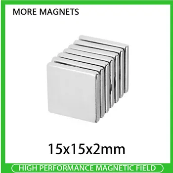10/20pcs 15x15x2 мм редки земи неодимови магнити 15*15*2 мм Супер мощни Силни Магнитни магнити 15x15x2 мм Блочный магнит