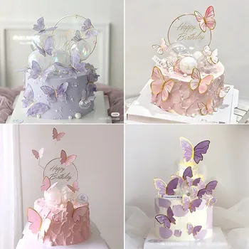 10 бр / пакет Последните новости, метални части за торта с пеперуда, женски декоративни инструменти за торта за рожден ден за децата Dream за жени