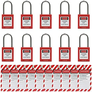 10 Червени защелкивающихся защелкивающихся брави с 10 защелкивающимися щракне с различни ключове, които са съвместими с предпазители (червени, с различни ключове)