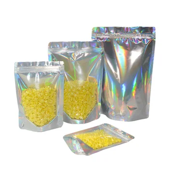 100шт Прозрачна лазерна алуминиево фолио, чанта за багаж с цип, майларовая храни ч. захар, ядки, опаковане чанта с цип