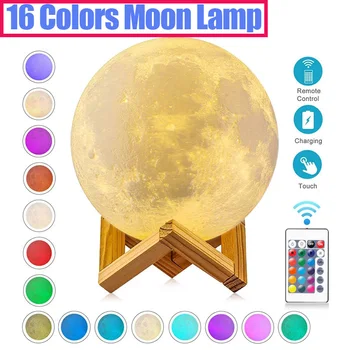15 см 3d хубава Лунна лампа за домашен интериор в стаята, Празнична акумулаторна лампа, подарък за момичетата за 