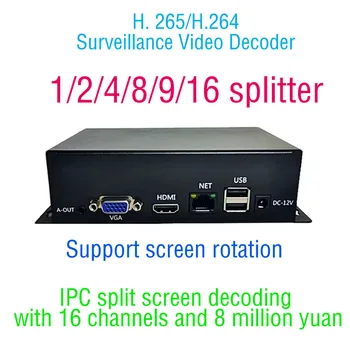 16-канален видеодекодер IPC наблюдение на мрежовата декодер с разделен екран ONIVF мониторинг на мрежата видео е съвместим с Hikvision
