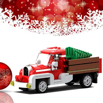 189шт Идеи на Стария камион MOC Класическа Коледна Зимна Село Коледни подаръци за деца и възрастни