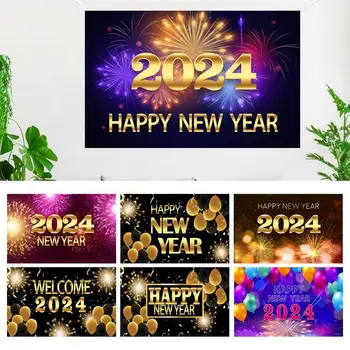 2024 Фон за купоните за Нова Година, банер, Коледни украси, подпори за фотосесии, на фона на партита, нова година фон, банер