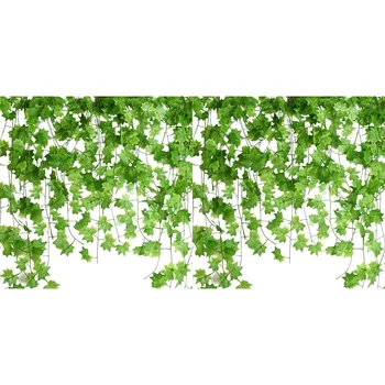 24 Бр 7,5-подножието на изкуствен кленов листа, висящи лози, гирлянди от изкуствени бръшлян, висящи растения за украса на сватбеното парти в градината