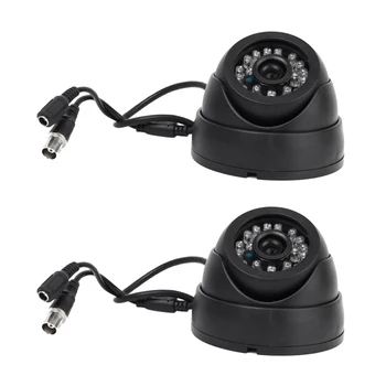 2X Черна камера за видео наблюдение PAL 1/3-инчов CMOS 700TVL с 24 led IR резками 3.6 мм, Вътрешна Куполна камера видеонаблюдение за сигурност