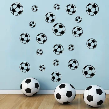 43 бр./компл. Персонализирани футболна топка, стикер на стената, художествена vinyl стикер на стената на спалнята на момчетата, за детски стаи, интериор за детската