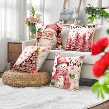 45 см Розова Коледна Калъфка От Peachtree Кожа Розов на Дядо Коледа е Коледен Снежен човек Калъфка весела Коледа Интериор За Дома 2024 Ноел