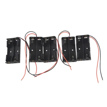5 бр Притежателя батерии тип АА 2x1,5 v, Калъф, Кутия Черен цвят с кабелни изводи