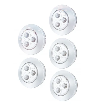 5 Опаковки Led Безжични Нощни Притискателните Лампи С Батерии, Наклеивающиеся Безопасни Осветителни Тела За Антре, Кухня, Спалня, Баня, Шкафове