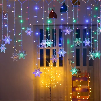BalleenShiny LED Снежинка Завеса Светлини Icicle Светлини, Коледни Украси Светлините на Празничната Украса Снежинка Светлини Ред