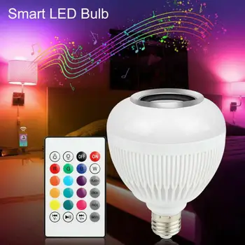 E27 RGB Безжична led крушка Bluetooth с дистанционно управление Интелигентна крушка Музикален аудиодинамик Крушка за умен дом осветление