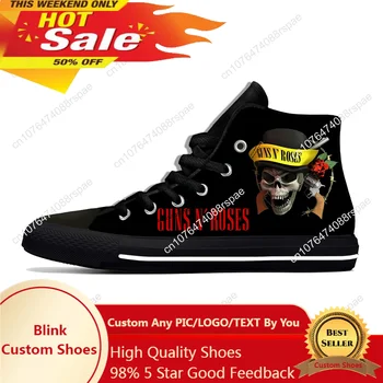 Guns N Rose Рок група Хеви-Метъл Модни смешни Ежедневни Тъканни обувки С висок берцем, Дишащи, Леки Мъжки И дамски маратонки с 3D принтом