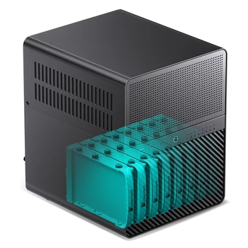 JONSBO N3 Mini NAS Case ITX 8 + 1 Дисков мини-алуминиев корпус със стоманена плоча Поддържа 130-мм процесора охладител стандартно са включени два вентилатора 100 mm × 25 mm