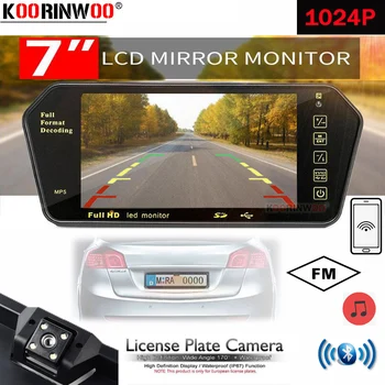 Koorinwoo Безжичен AHD 1024P Медии Радиото в автомобила на Екрана Огледало LCD Дисплей Bluetooth MP5 Камера за Обратно виждане Дисплей на Регистрационен номер Паркинг Място