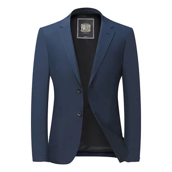Lansboter Тъмно синьо Пролет-есен нов мъжки костюм, палто, изтънчен стил, не глаженый, оборудвана бизнес сако за официални събития