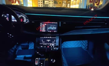 Led Рассеянное Осветление За Audi Q8 2019-2023 30-цветно Приложение за Управление на MMI Декоративна Таблото Пространство За Краката на Атмосферни Лампа Врата Тампон Лампа