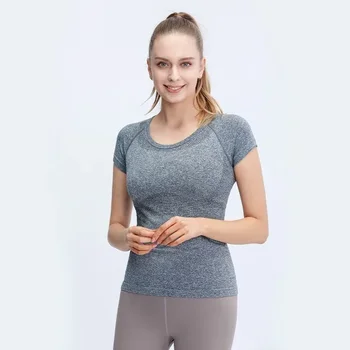 Lulu-Женски безшевни тениски за йога Swift Tech 1.0, лятна дишаща спортна тениска, блуза за фитнес, съкратен топ за тренировки с къс ръкав