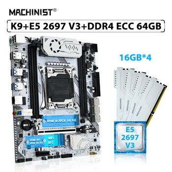MACHINIST X99 K9 Комплект дънната платка LGA 2011-3 Комплект Xeon E5 2697 V3 CPU Процесор DDR4 64 GB = 4шт * 16 GB ECC RAM Памет NVME M. 2 SATA