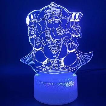 Nighdn Детски лека нощ за Деца Слон Буда 3D Илюзия Лампа 7 Цвята Промяна Led нощна светлина Начало Декор Подаръци За Рожден Ден