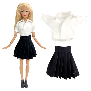 NK 2 броя/ комплект, вечерна рокля за кукла 1/6 FR, Модерен офис Бяла риза + Черна пола за Барби кукли, аксесоари и играчки