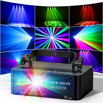 RGB с лазерен лъч, линеен скенер, проектор, DMX Професионален диско-ди-джей, за сватба парти, бар, клуб, ефект на осветяване на сцена