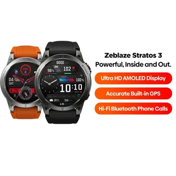 Zeblaze Stratos 3 Premium GPS Smart-часовници 1,43 инчов Ultra 466 * 466 пиксела HD AMOLED Дисплей, Вграден GPS Hi-Fi Bluetooth BT5.3