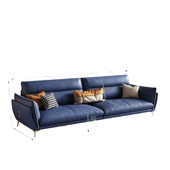 ZL Модерен Лек Луксозен кожен диван в италианския минималистичном стил за дневната Ъглов Кожен диван-шезлонг
