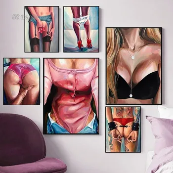 Абстрактна секси жена, на част от тялото на момичето, живопис върху платно, постери и щампи, стенни рисунки, за дома, интериор на стаите са в прилеп в хотела