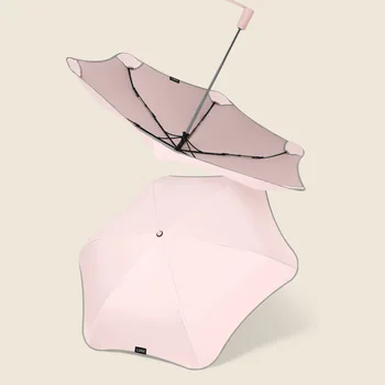 Автоматичен 3-gatefold женски чадър от слънцето със закръглена форма, Слънцезащитен крем с черно покритие, козирка от ултравиолетови лъчи В дъждовните и слънчев ден
