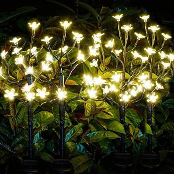 Блуминг череша, слънчев градински лампа, двор, цветя, праскова, слънчева балконная лампа, 20 led гирлянди, коледни декор за улицата