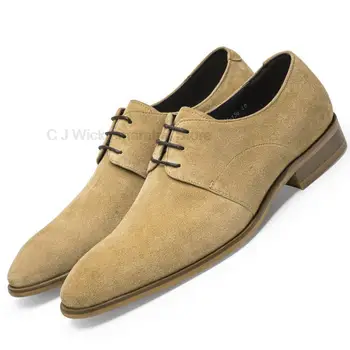 Велурени мъжки модел обувки-oxfords За младоженеца, Сватбена парти, мъжки обувки, официален офис, Бизнес Дизайнерски обувки за мъже от естествена кожа