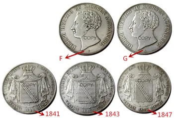ГЕРМАНСКИ ДЪРЖАВАТА. Saxe-Altenburg. Джозеф. Комплект (1841 1843 1847) FG 6ШТ AR Копие на монетите в 2 талера със сребърно покритие