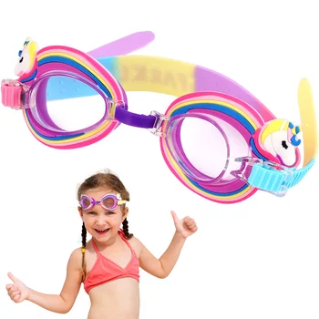 Детски очила за плуване, без замъгляване, детски очила за плуване с анимационни единорогом за деца, очила за плуване с анимационни единорогом за деца