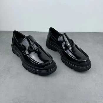 Есен нова официална мъжки обувки Ежедневни обувки от естествена кожа, лъскава благородна обувки Lefu