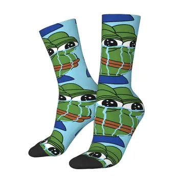 Забавни Happy Мъжки Компресия Чорапи Усеща се StrongMan Ретро Harajuku Pe Pe the Frog Meme Хип-Хоп Новост Ежедневни Екип Crazy Sock