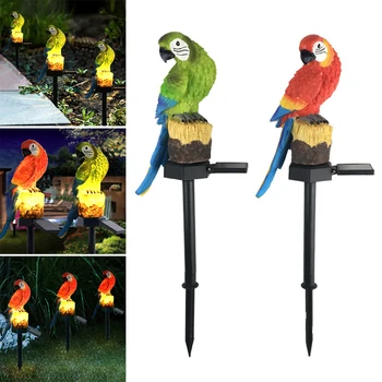 Имитация на слънчева светлина с участието на папагал, украса на градината на открито, в Червено лампа Ара с поддръжка, загорающаяся вечер, Празничен декор на тревата