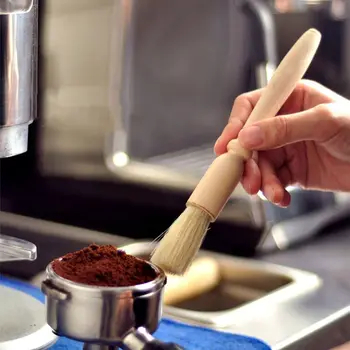 Инструменти за приготвяне на еспресо с дървена дръжка, аксесоари, четка за едно кафе на прах, четка за почистване, четината на кафемелачка