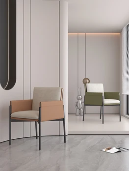 Италиански минималистична трапезария стол, домашен дизайнер, Скандинавски стол, за да се учат, лесно луксозно кресло за почивка на един човек, мебели за всекидневна