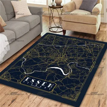 Квадратна фланелевая художествена карта, килим, карта на града, с шарени черги, модерен дом, подложки за всекидневната, килим за спалнята