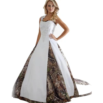 Класически камуфляжное сватбена рокля трапецовидна форма, С апликации, Дълги камуфляжные рокли за официални приеми, рокли за булки големи размери 2024