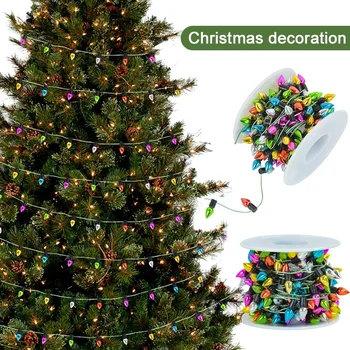 Коледна украса за дома, украси за Коледната елха, Цветни крушки, венец Навидад, Коледен подарък, Куклена къща 