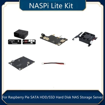 Комплект Naspi Lite + Такса за Разширяване на X823 + Такса Адаптер X-C2 + Калъф За Raspberry Pie SATA HDD/SSD Твърд Диск NAS Сървър за Съхранение на
