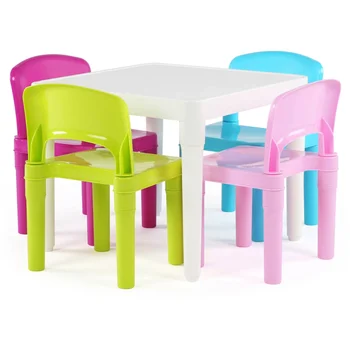 Комплект за малки деца Детенце Tutors Kids, маса и столове от 5 теми, определени за бюрото и стола - Pastel kids