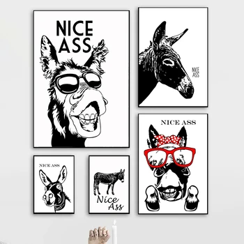 Красива цитат от гъза, Забавен знак, Ретро плакат с donkey, е Черно-бяла стенни картини, платно, картини, щампи за тоалетна, баня декор