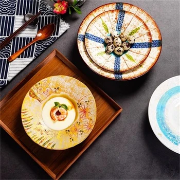 Креативна Японската керамични съдове, Салатница, Тава за сашими ресторанта кухня, Контейнер за хранене, Цветни ретро-суповая чиния