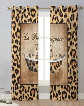 Леопардовый модел Вана Спалня Органза Завесата на душ Завеса Обработка на прозорци, Щори Тюлевые пердета за хола, Прозрачни завеси